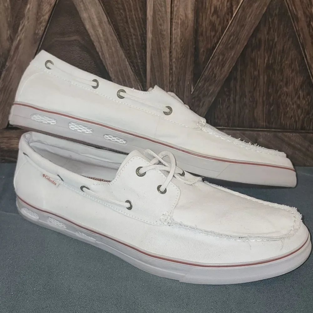Columbia Vulc N Vent Boater Topsider Lace Shoes Seaside White Men's Size 14